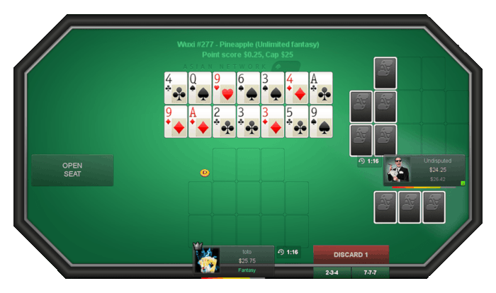 Open Face Chinese Poker Pineapple Points